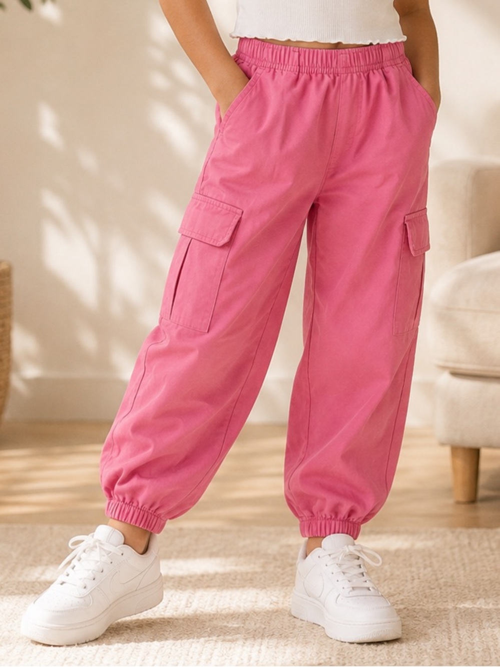 Girls' Pink Cargo Jogger Pants Bundle of 4